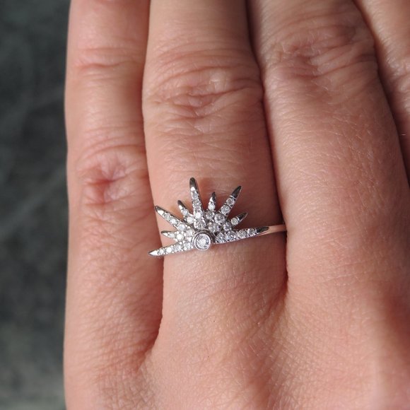 Artisan 14K White Gold Diamond Half-Star Ring - Picture 15 of 15